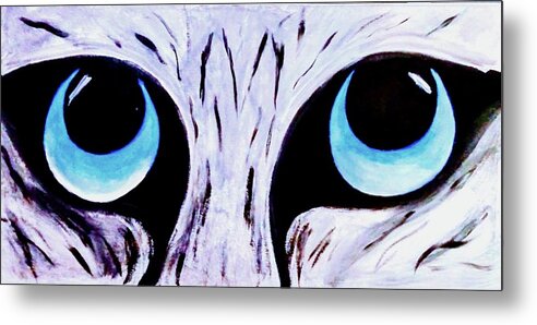  Metal Print featuring the painting Contest Cat Eyes by Anna Adams