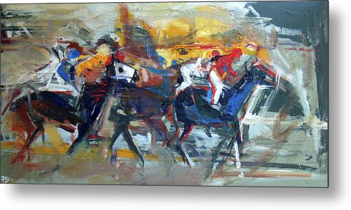 Kentucky Horse Racing Metal Print featuring the painting Controlled Chaos by John Gholson