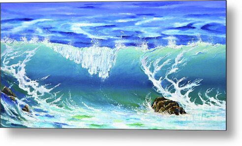 Wave Metal Print featuring the painting Crystal Blue Wave by Mary Scott