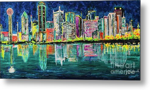 Dallas Metal Print featuring the painting Dallas Skyline by Maria Karlosak