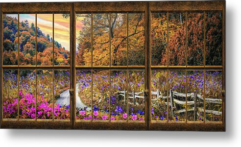 Clouds Metal Print featuring the photograph Fall Window View by Debra and Dave Vanderlaan