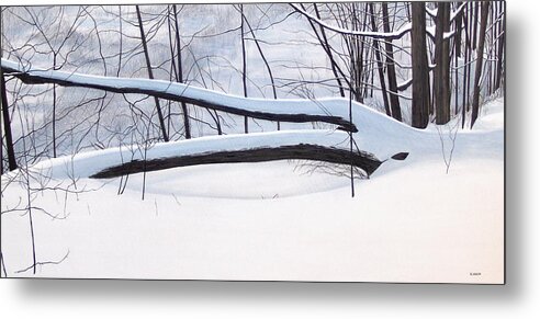 Landscape Metal Print featuring the painting Fallen Winter Tree by Kenneth M Kirsch