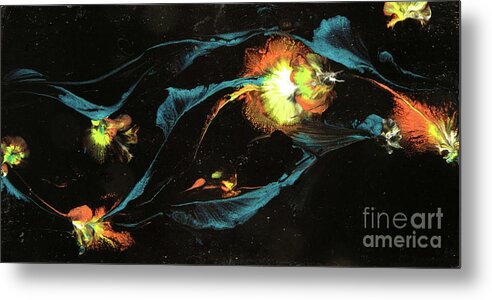 Abstract Metal Print featuring the painting Floral Wisp Triptych2 by Zan Savage