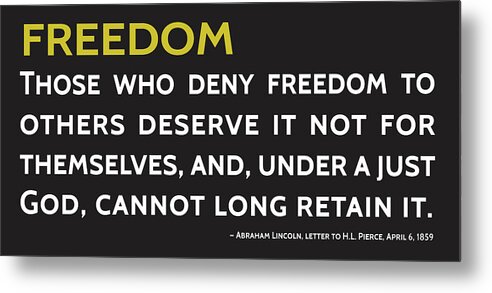 Quote Metal Print featuring the digital art Freedom Quote by Greg Joens