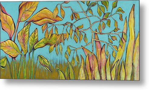 Colorful Plants Metal Print featuring the painting Glory by Darcy Lee Saxton
