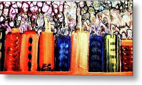 City Metal Print featuring the painting Groovy City by Anna Adams