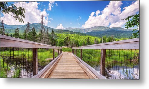 Activity Metal Print featuring the photograph Hiking Trail in Front of Mount Washington - Panorama by Mike Whalen