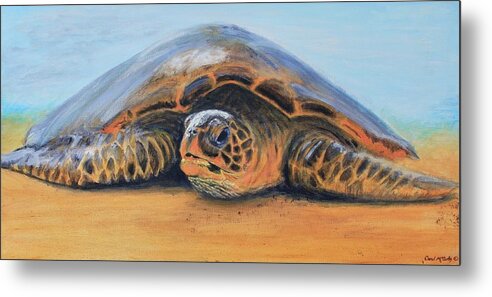 Sea Turtle Metal Print featuring the painting Honu by Carol McCarty