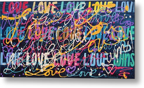 Word Art Metal Print featuring the painting Love Wins by Patti Schermerhorn