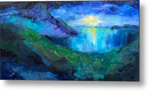 Moon Metal Print featuring the painting Moon Rise by Barbara O'Toole