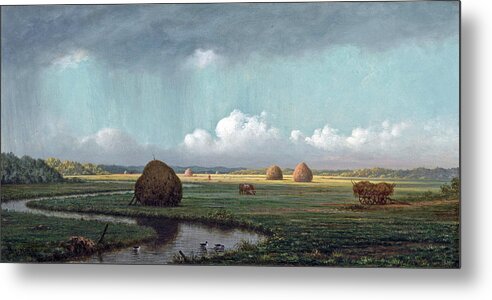Countryside Metal Print featuring the digital art Sudden Shower Newbury Marshes by Long Shot