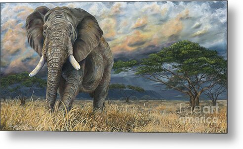 Elephant Metal Print featuring the painting Wondrous Apparition Provided by Magician by Lance Crumley