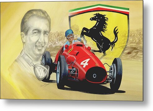 Ferrari Metal Print featuring the painting The Ferrari Legends - Alberto Ascari by Simon Read