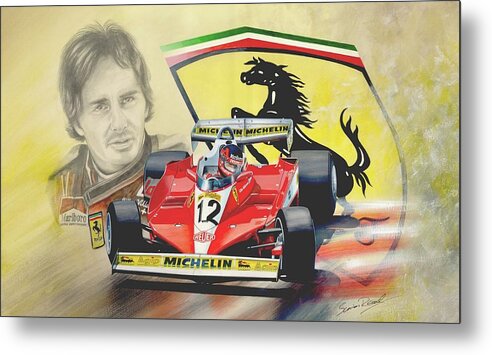 Ferrari Metal Print featuring the painting The Ferrari Legends - Gilles Villeneuve by Simon Read