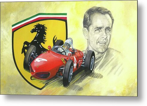 Ferrari Metal Print featuring the painting The Ferrari Legends - Phil Hill by Simon Read