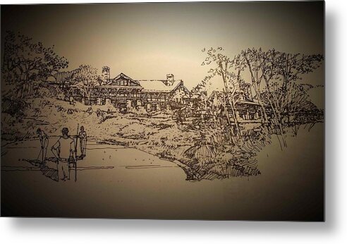 Golf Architecture Metal Print featuring the drawing Clubhouse by Andrew Drozdowicz