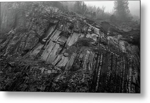 Background Metal Print featuring the photograph Granite cliff face fog by Mike Fusaro