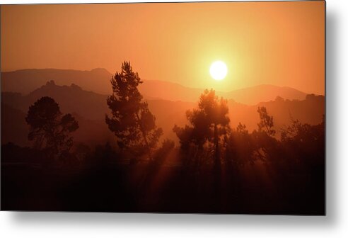 Autumn Metal Print featuring the photograph Sunset over Mountains by Mike Fusaro