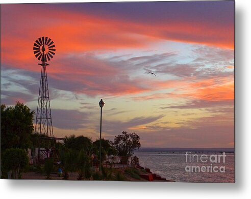 Seascape Metal Print featuring the photograph Windmill by the Sea by Robert McKinstry