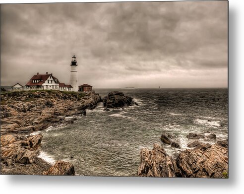 2x3 Metal Print featuring the photograph Gloomy Day at the Portland Head Light by At Lands End Photography