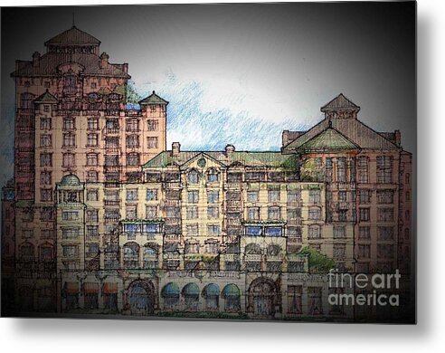 Architectural Character Urban Living Environment Metal Print featuring the drawing Habitat by Andrew Drozdowicz