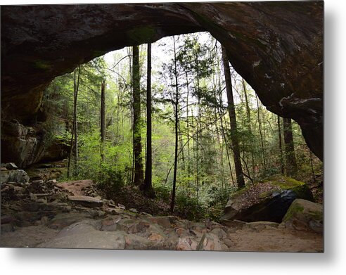 Pickett State Park Tennessee Cave Metal Print featuring the photograph Picket State Park,TN, Rock House Looking Outside by Stacie Siemsen