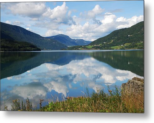 Norway Metal Print featuring the photograph Norwegian Fjord Reflections by Ankya Klay