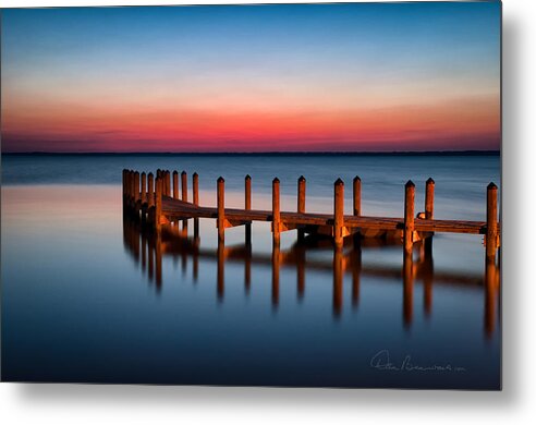 Currituck Sound Metal Print featuring the photograph Dock on Currituck Sound 5665 by Dan Beauvais