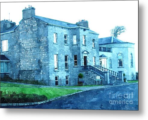 Glenlo Metal Print featuring the painting Glenlo Abbey Galway Ireland by Mary Cahalan Lee - aka PIXI