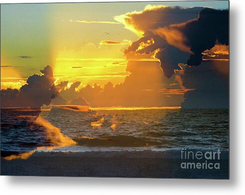 Abstract Sunset With A Green Ray Metal Print featuring the photograph Green Ray Sunset by Thomas Carroll