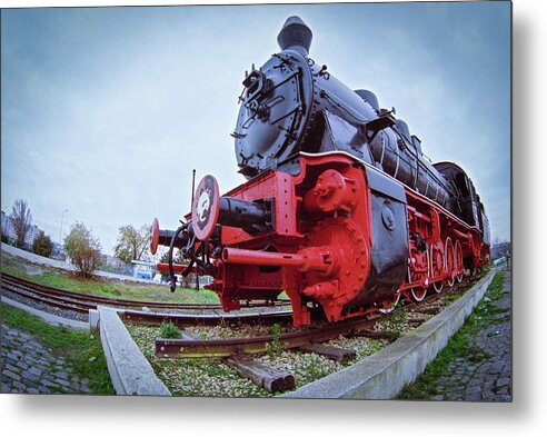 Old Metal Print featuring the photograph Old steam locomotive close up by Vlad Baciu