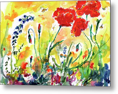 Poppies Metal Print featuring the painting Red Poppies Provence 2017 by Ginette Callaway