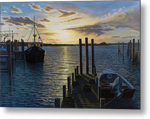 Marine Art Metal Print featuring the painting Westport Harbor by Bruce Dumas