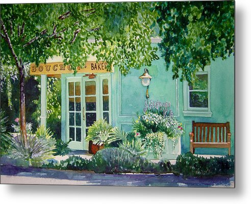 Landscape Metal Print featuring the painting Bouchon Bakery in the Morning by Gail Chandler