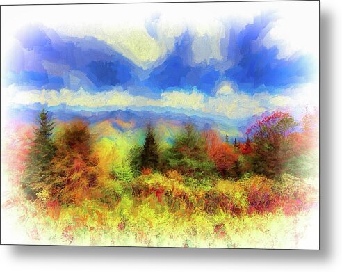 Mountains Metal Print featuring the painting Landscapes and mountains Blue Ridge Rainbow Autumn ap 1213 by Dan Carmichael