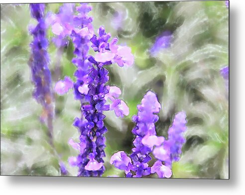China Metal Print featuring the digital art Sage Flowers Watercolor by Tanya Owens