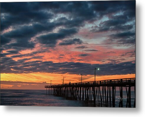 Sunrise Metal Print featuring the photograph Twilight at Nags Head Pier #4746 by Dan Beauvais