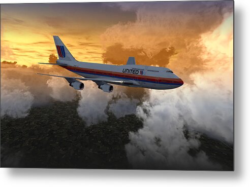 Aviation Metal Print featuring the digital art 747 28.8x18 03 by Mike Ray