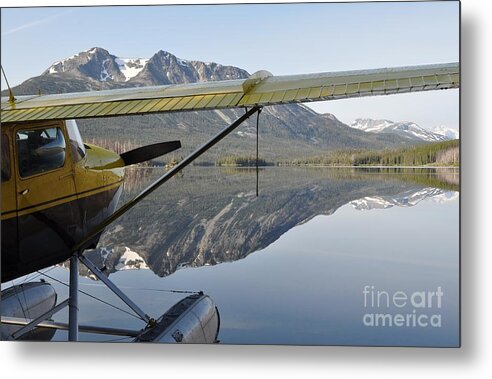 Floatplane Metal Print featuring the photograph Mountain Reflection and plane by Virginia Black