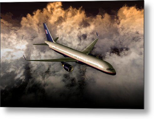 Airliner Metal Print featuring the digital art 757 Ual 05 by Mike Ray