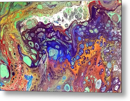 Abstract Metal Print featuring the painting Amber Rave by Gertrude Palmer