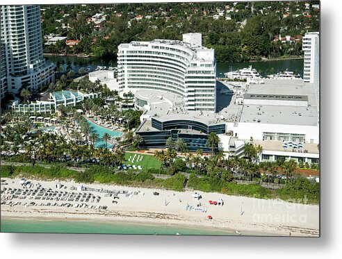 Fontainebleau Miami Beach Metal Print featuring the photograph Fontainebleau Miami Beach Aerial by David Oppenheimer
