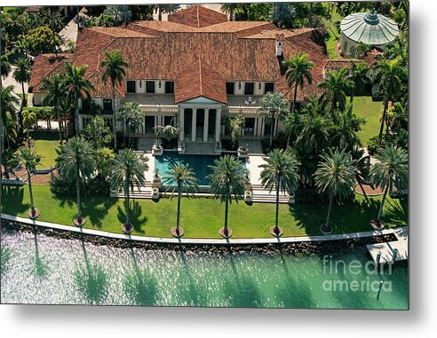 21 Star Island Metal Print featuring the photograph Phillip Frost's House at 21 Star Island Dr Miami Beach Aerial by David Oppenheimer