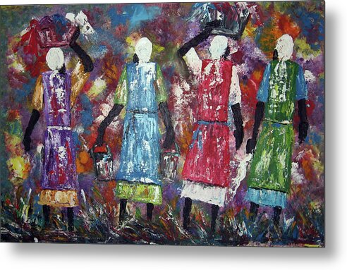  Metal Print featuring the painting Mothers Come Home by Peter Sibeko