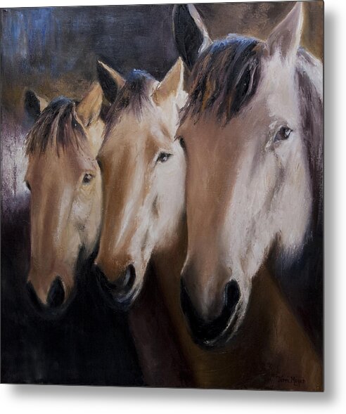 Horse Painting Metal Print featuring the painting Three Horses by Terri Meyer