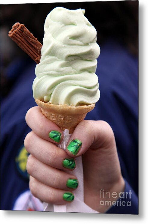 St Patricks Day Metal Print featuring the photograph St Patrick's Day Ice Cream cone by Ros Drinkwater