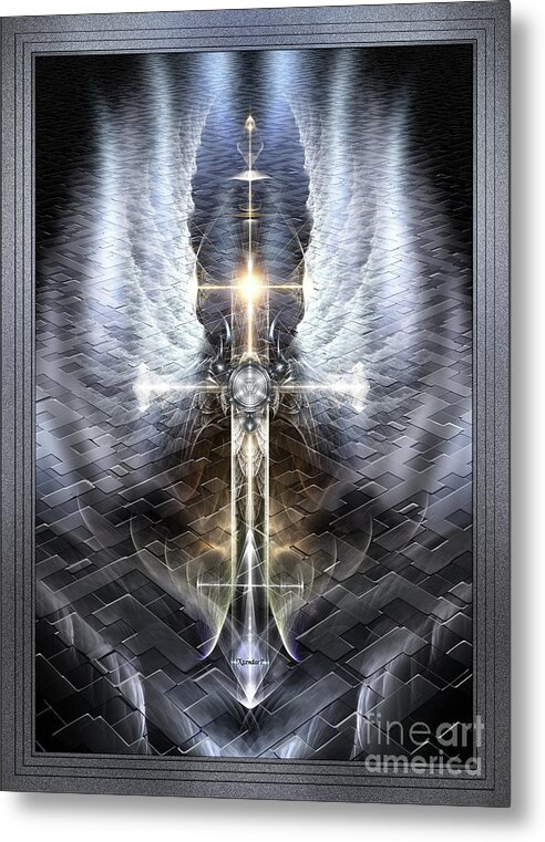 Heaven Metal Print featuring the painting Heavenly Angel Wings Cross The Jagged Road by Xzendor7 by Rolando Burbon