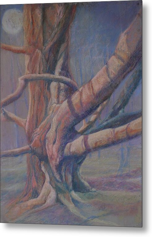 Mythacal Magical Spirits Tree With Moon Powerful Trees Impressionistic Pastel Painting Pam Mccabe Fineartamerica. Paintig Of A Tree Moon And Spirits Lavenders Blues Grays Pinks Purples Sandlewood Violet Massive Tree Landscape Power Trees Pastel Painting Pamela Rose Mccabe Metal Print featuring the painting The Magical Tree by Pamela Mccabe