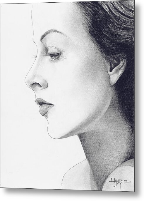 Hedy Lamarr Metal Print featuring the drawing Reverie by Hunter Jay