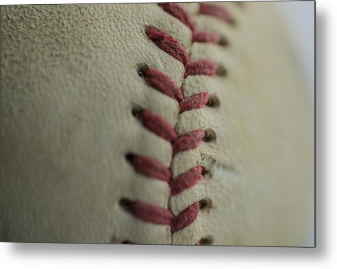 Baseball Metal Print featuring the photograph Baseball Macro by David Haskett II